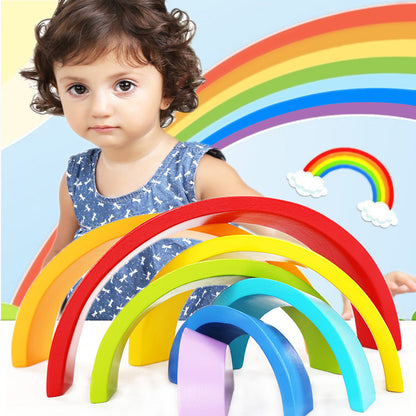 Rainbow Wooden Building Blocks