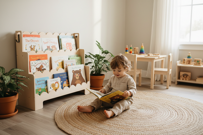 Montessori 3-Tier Scalloped Kids Bookshelf