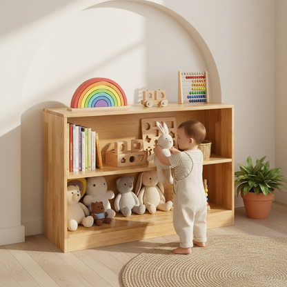 Montessori-Inspired 2-Tier Bookshelf & Storage Unit