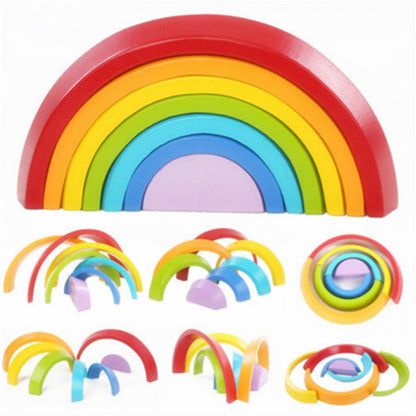 Rainbow Wooden Building Blocks