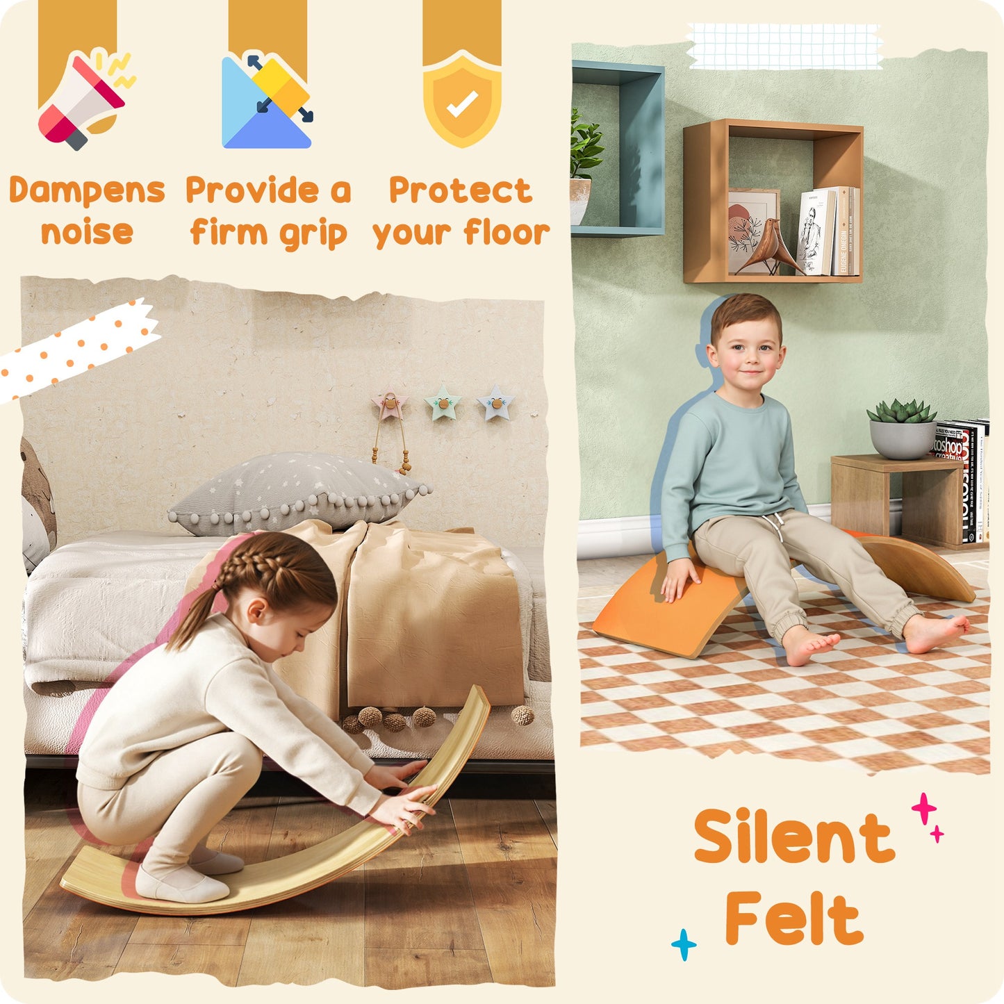 Wobble Board With Silent Felt For Sensory Play