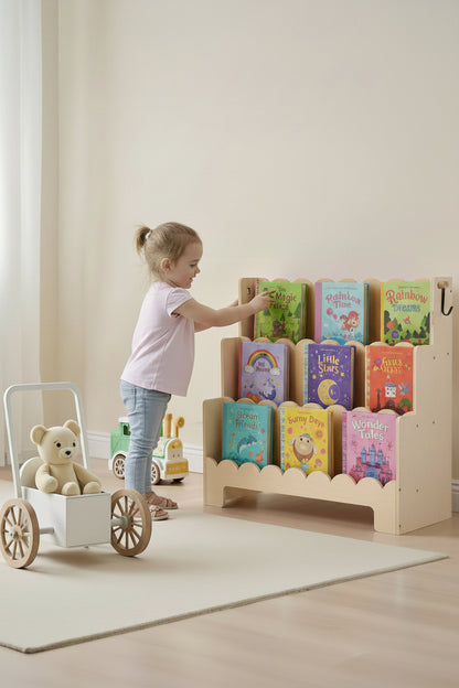 Montessori 3-Tier Scalloped Kids Bookshelf