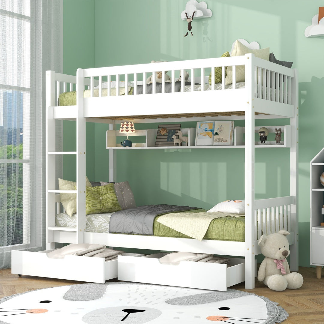 Kids Bunk Bed with Storage Drawers