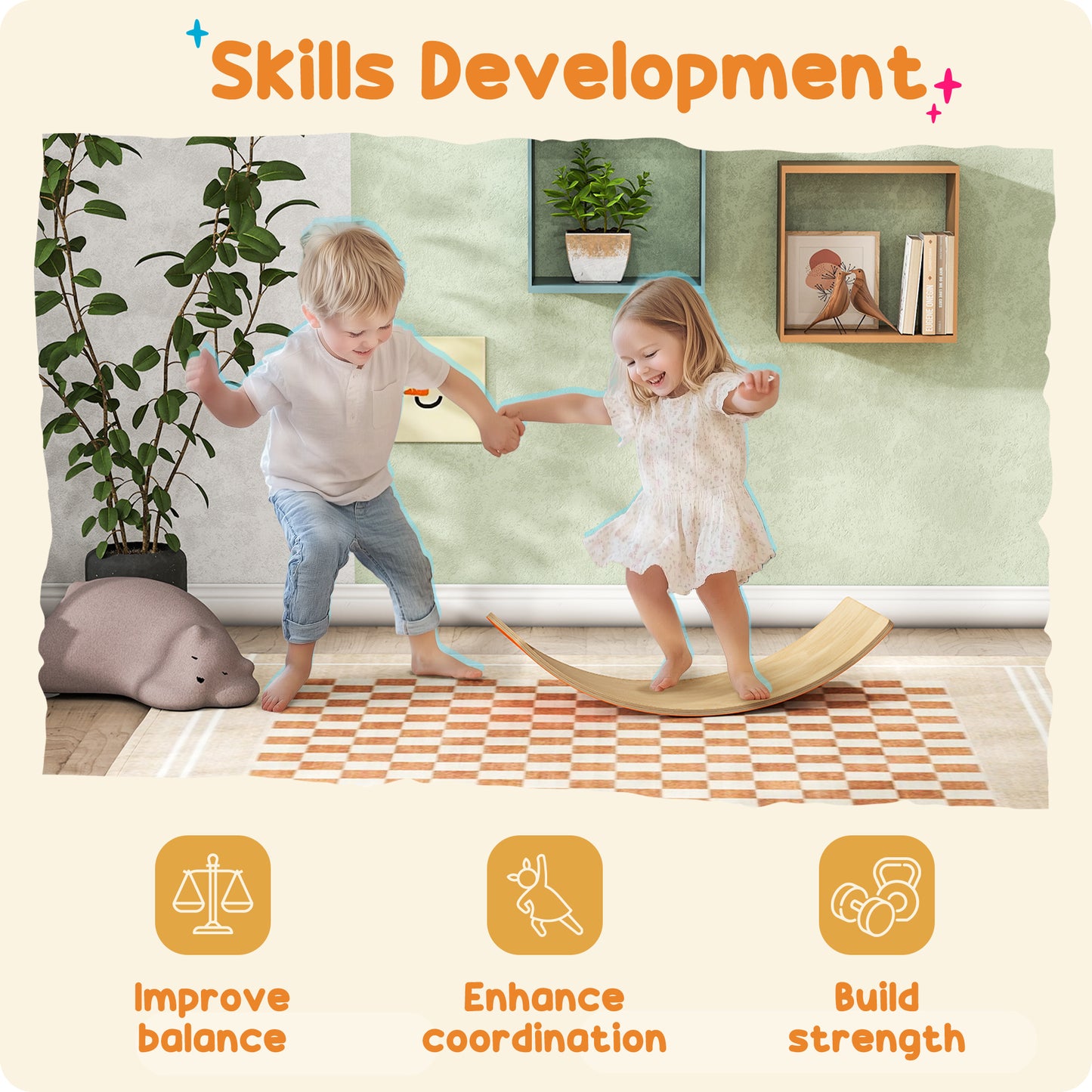 Wobble Board With Silent Felt For Sensory Play