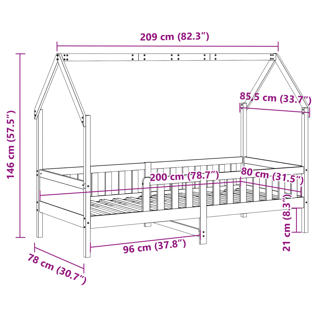 Wooden House Floor Bed