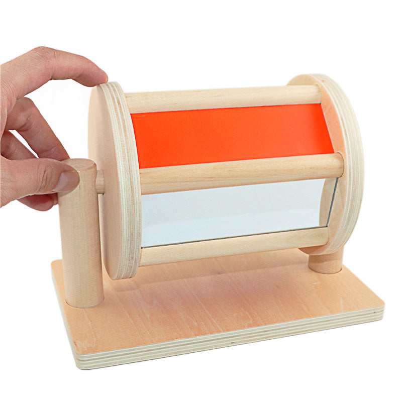 Mirror Wooden Textile Drum Montessori Toy